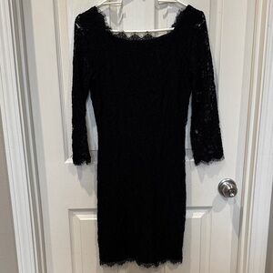 Diane Von Furstenberg Black Long Sleeve Dress